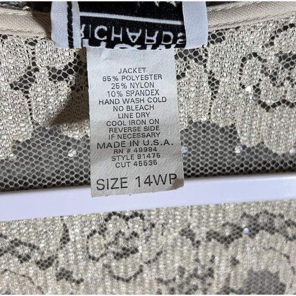 R & M Richards Lace Open Front Iridescent Cardigan Womens Size 14WP Petite‎ NWT - Picture 4 of 9